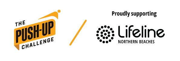 Push Up Challenge logo alongside Lifeline Northern Beaches logo Push Up Challenge logo alongside Lifeline Northern Beaches logo